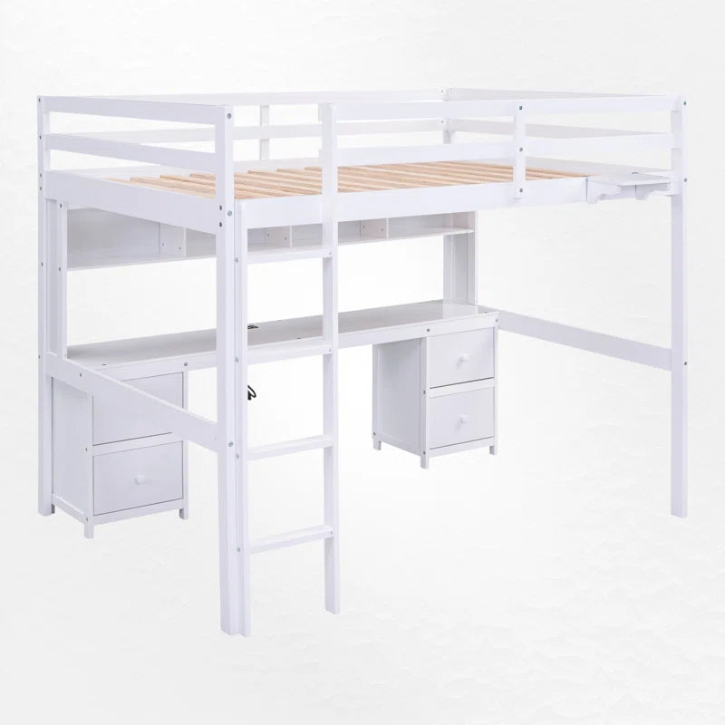 Gursimran Full 4 Drawer Loft Bed with Built-In-Desk by