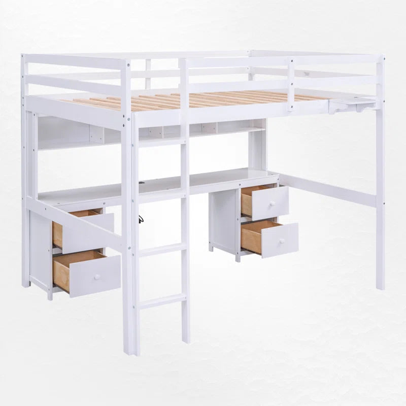 Gursimran Full 4 Drawer Loft Bed with Built-In-Desk by