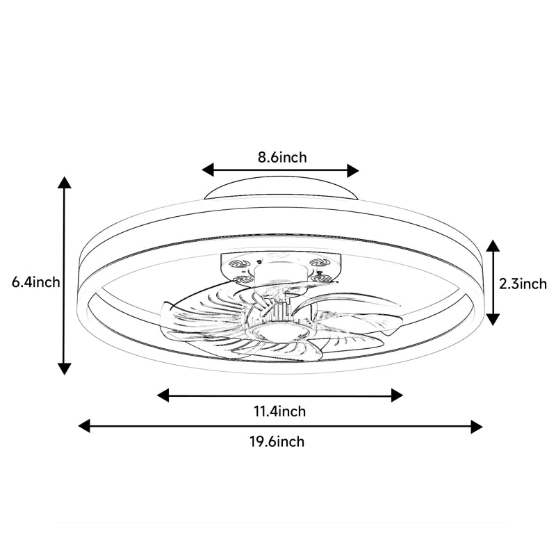 20'' Modern LED Ceiling Fan with Light and Remote Control