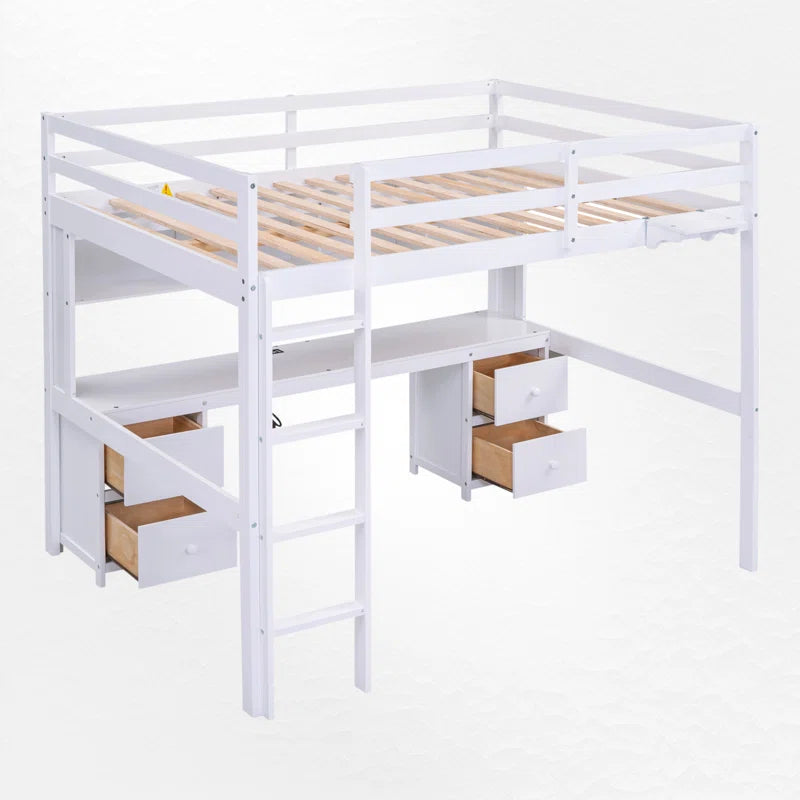 Gursimran Full 4 Drawer Loft Bed with Built-In-Desk by