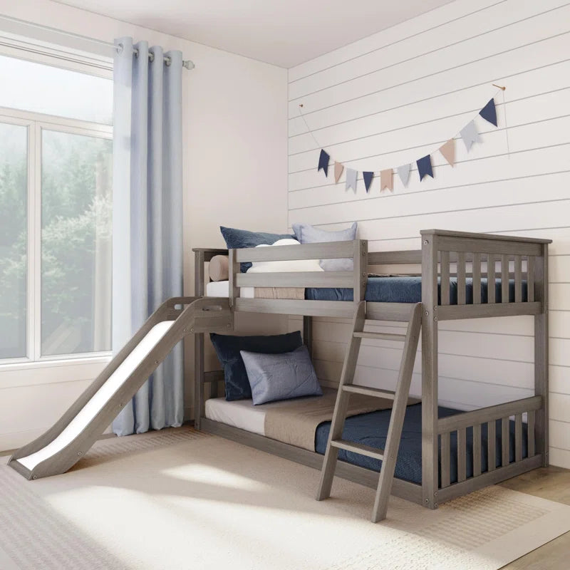 Kincer Twin over Twin Solid Wood Low Loft Bunk Bed