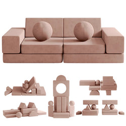 Kids Couch, 12PCS Fold Out Toddler Couch with 2 Balls and Tunnel, Modular Kids Couch for Playroom