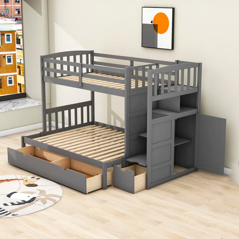 Blassingame Kanode Twin over Full/Twin 3 Drawer Standard Bunk Bed with Shelves by