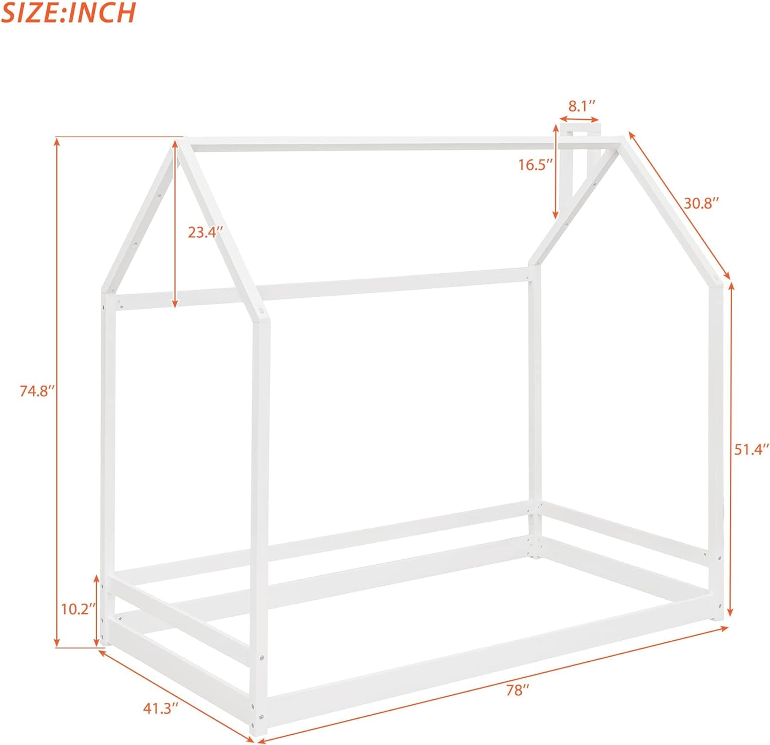 Wood House Floor Bed 