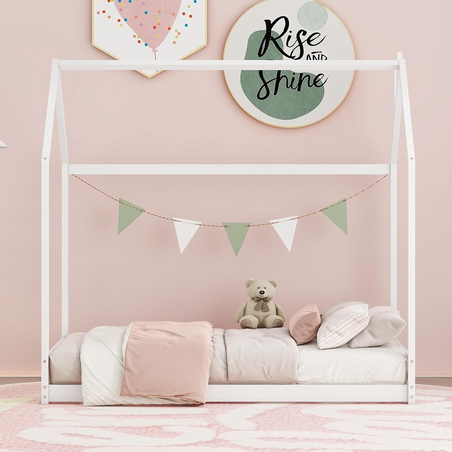 Wood House Floor Bed 