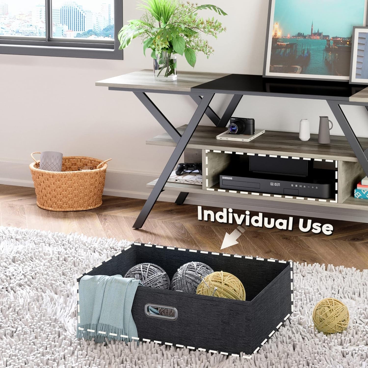 Entertainment Stand with LED Lights for 55/60/65 Inch TV