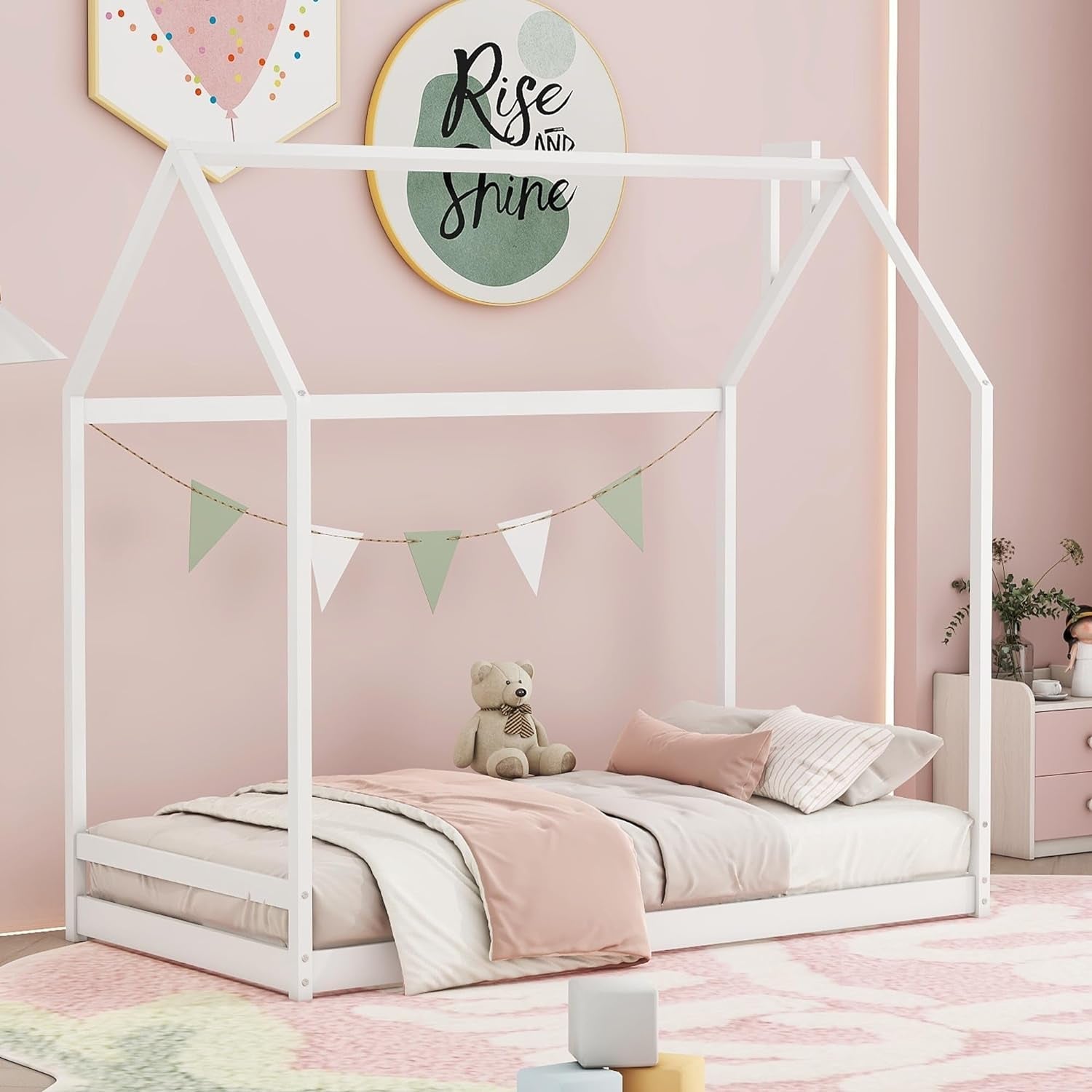 Wood House Floor Bed 