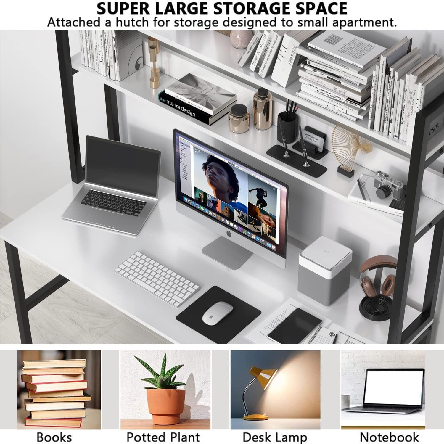 47" Gaming Desk with Hutch and Bookshelf