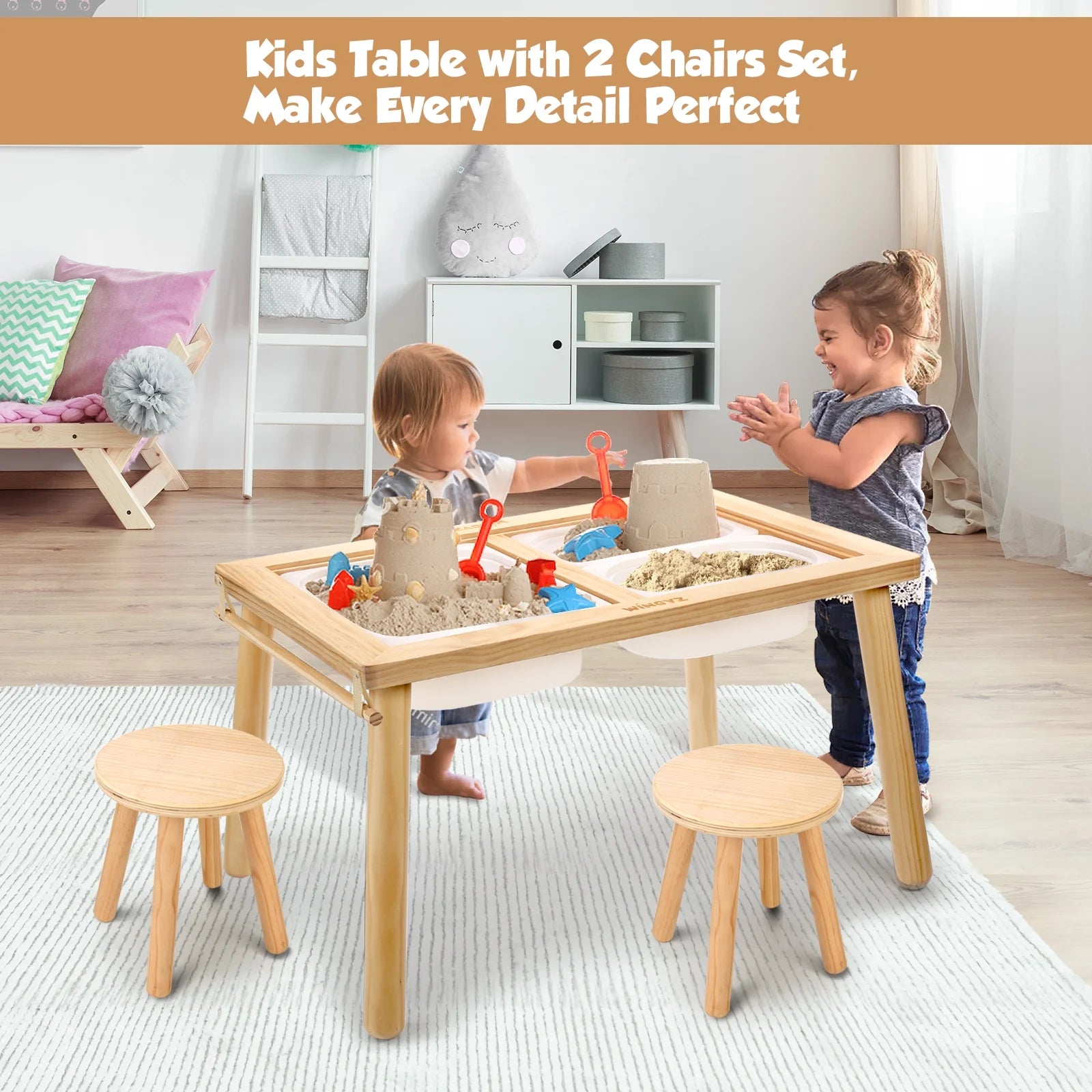 Wooden Kids Activity Table with Storage