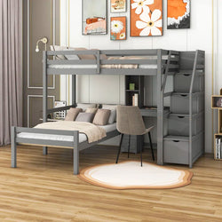 Gunaseelan Twin over Twin 3 Drawer L-Shaped Bunk Bed with Built-In-Desk by