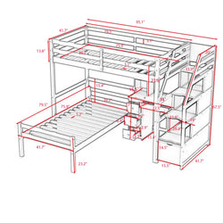 Gunaseelan Twin over Twin 3 Drawer L-Shaped Bunk Bed with Built-In-Desk by