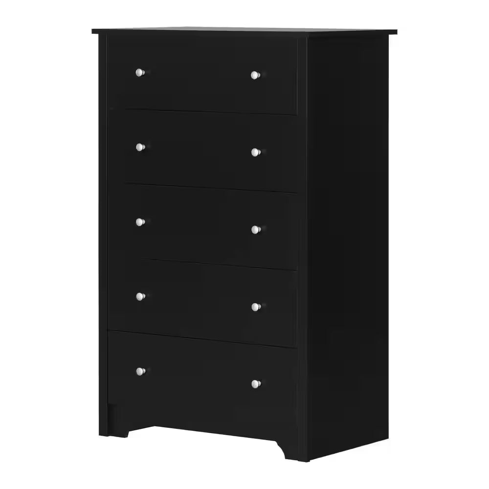 5-Drawer Pure Black Dresser