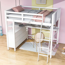 Habibullah Full 6 Drawer Loft Bed with Built-In-Desk by