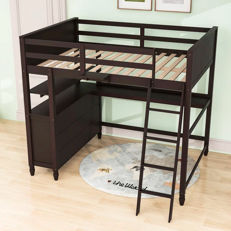 Habibullah Full 6 Drawer Loft Bed with Built-In-Desk by