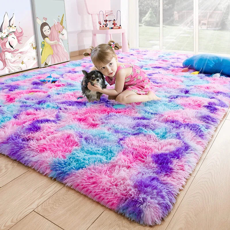 Sinjin Shag Area Rug in Colorful