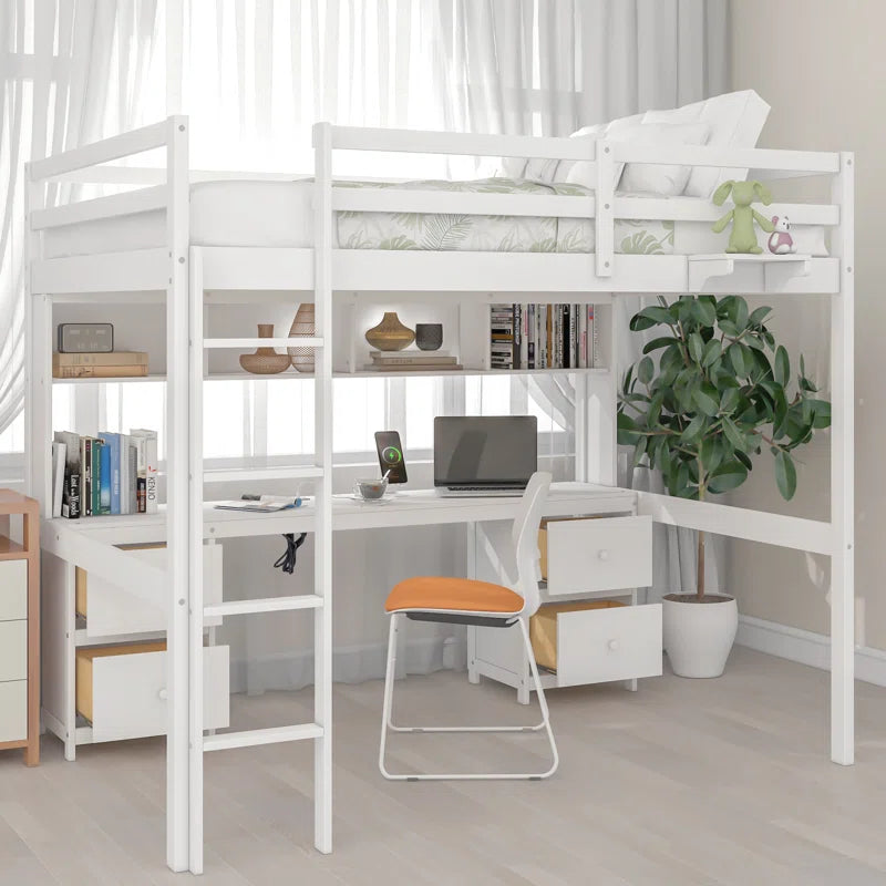 Gursimran Full 4 Drawer Loft Bed with Built-In-Desk by