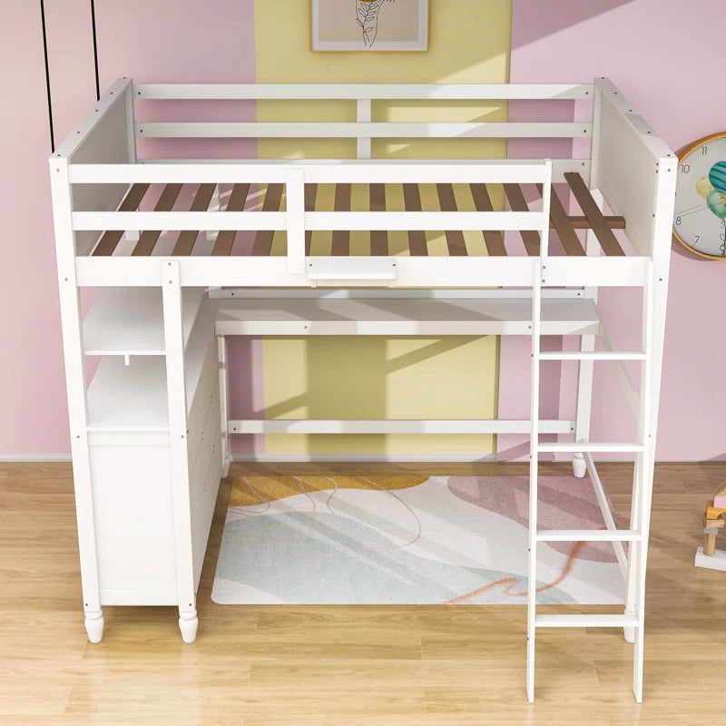 Habibullah Full 6 Drawer Loft Bed with Built-In-Desk by