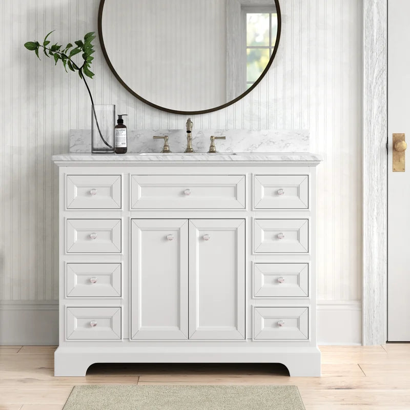 Amiri 43'' Single Bathroom Vanity with Marble Top