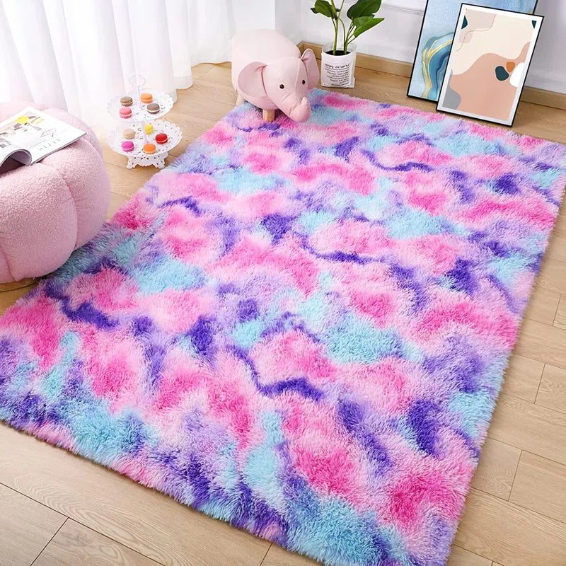 Sinjin Shag Area Rug in Colorful