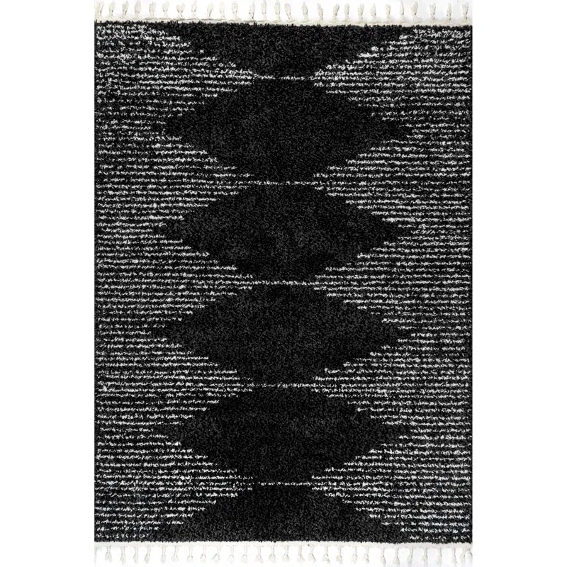 Martines Moroccan Shag Tasseled Performance Black/Gray Rug