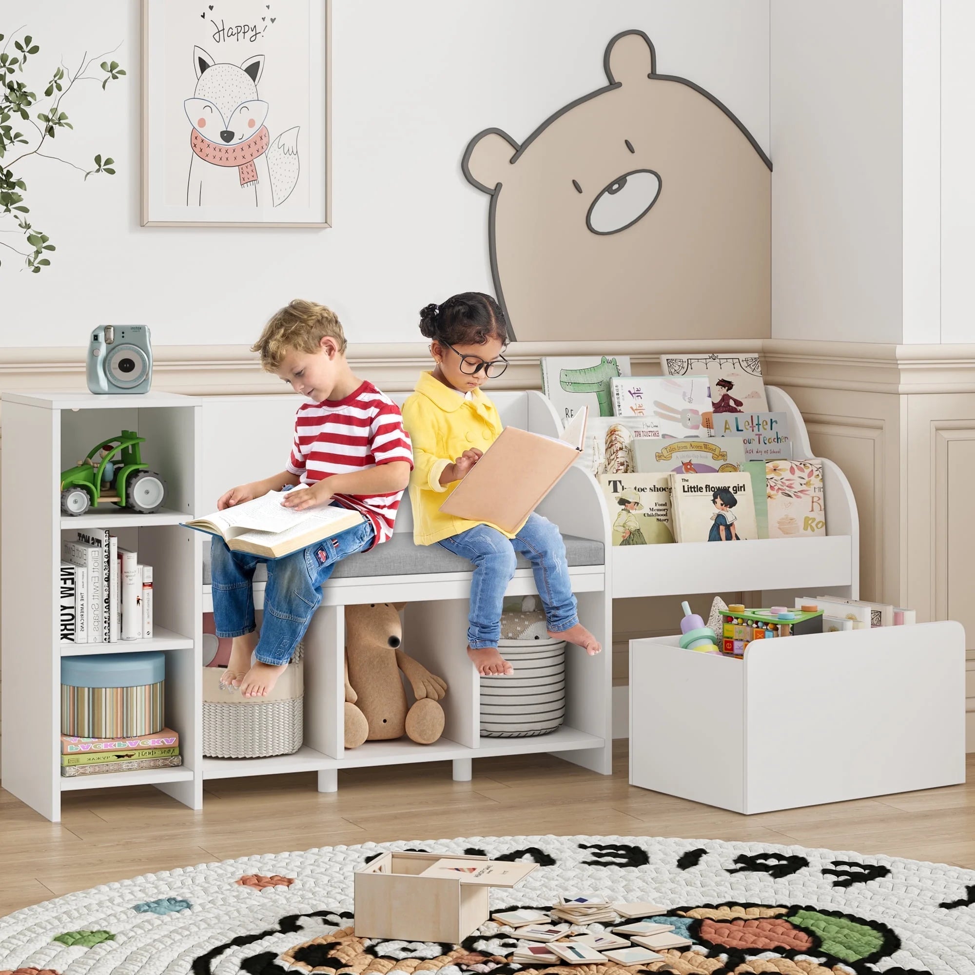 Kids Bookshelf with Reading Nook