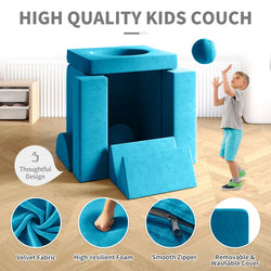 Kids Couch, 12PCS Fold Out Toddler Couch with 2 Balls and Tunnel, Modular Kids Couch for Playroom