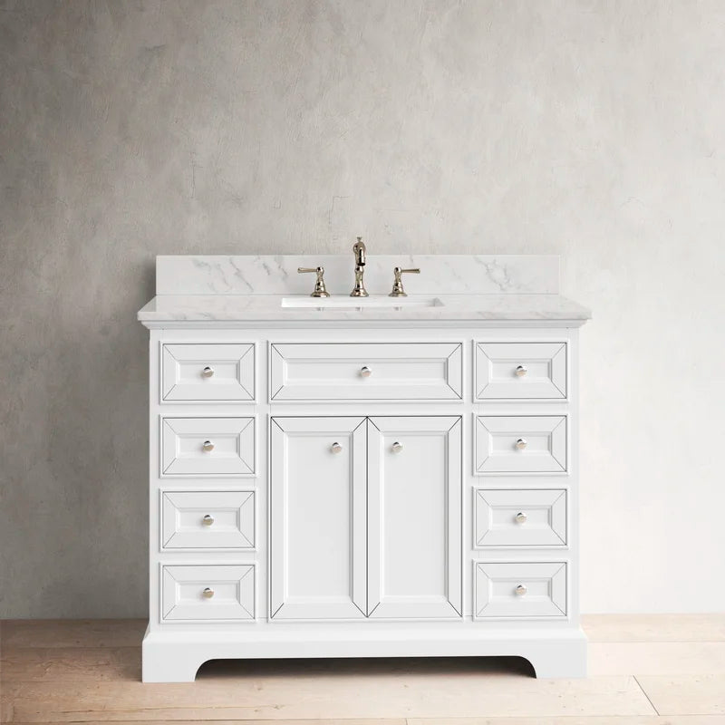 Amiri 43'' Single Bathroom Vanity with Marble Top