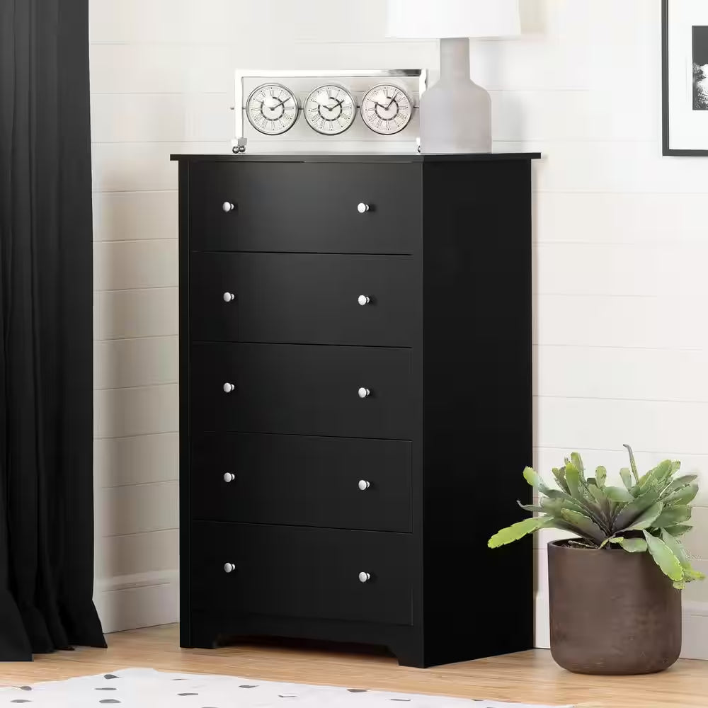5-Drawer Pure Black Dresser