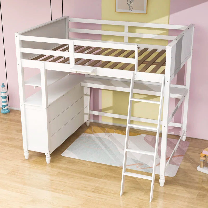 Habibullah Full 6 Drawer Loft Bed with Built-In-Desk by