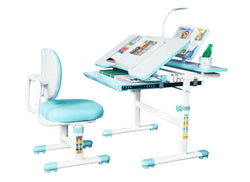 Aleasha Kids Desk and Chair Set, Height-Adjustable, with Led Lamps and 60° Tilting Tabletop