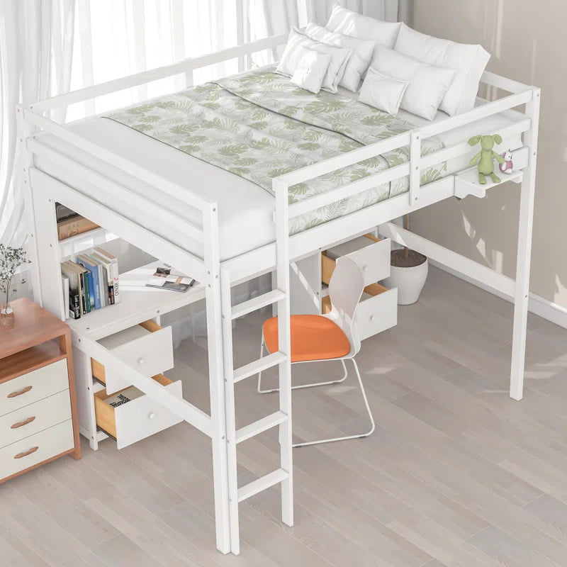 Gursimran Full 4 Drawer Loft Bed with Built-In-Desk by