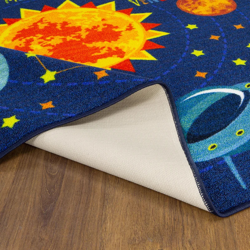 Weranna Outer Space Solar Educational Learning Game Play Non Slip Kids Rug Carpet Classroom Playroom Mat