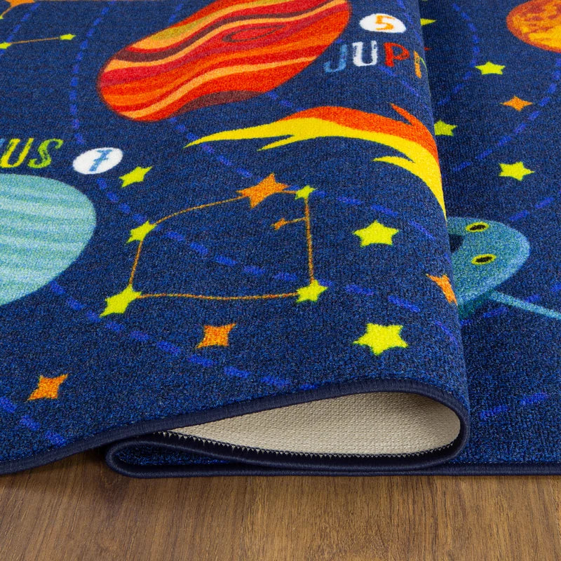 Weranna Outer Space Solar Educational Learning Game Play Non Slip Kids Rug Carpet Classroom Playroom Mat