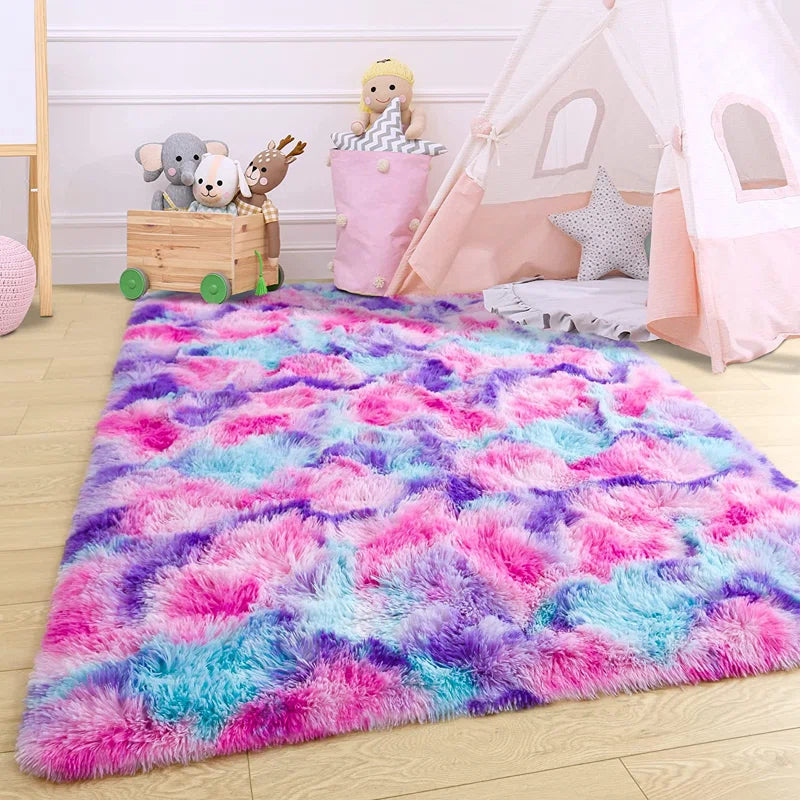 Sinjin Shag Area Rug in Colorful