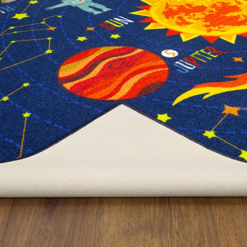 Weranna Outer Space Solar Educational Learning Game Play Non Slip Kids Rug Carpet Classroom Playroom Mat