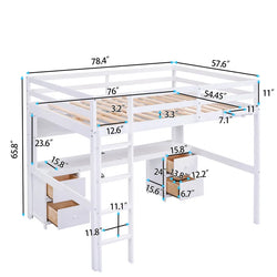 Gursimran Full 4 Drawer Loft Bed with Built-In-Desk by