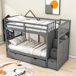 Blassingame Kanode Twin over Full/Twin 3 Drawer Standard Bunk Bed with Shelves by