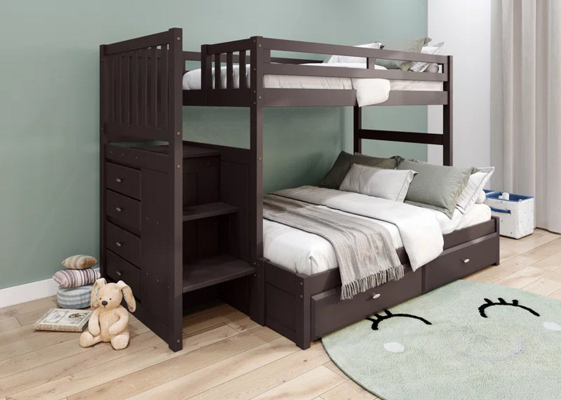 Kunze Twin over Full 6 Drawer Solid Wood Standard Bunk Bed by