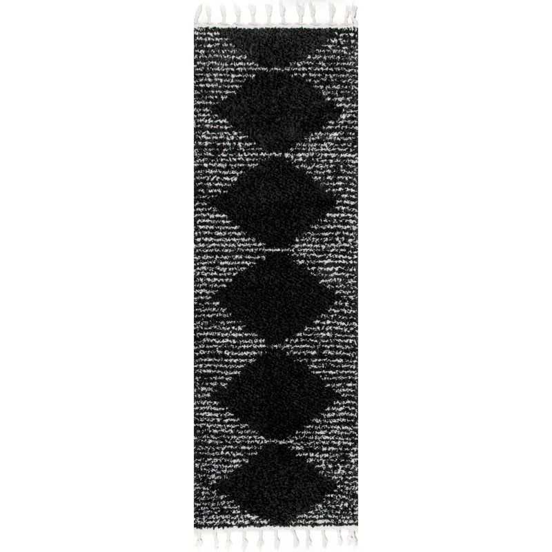 Martines Moroccan Shag Tasseled Performance Black/Gray Rug