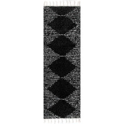 Martines Moroccan Shag Tasseled Performance Black/Gray Rug