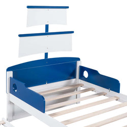 Aingeru Twin Size Boat-Shaped Platform Bed with Trundle and Storage for Bedroom