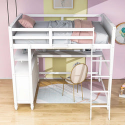 Habibullah Full 6 Drawer Loft Bed with Built-In-Desk by