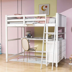 Habibullah Full 6 Drawer Loft Bed with Built-In-Desk by