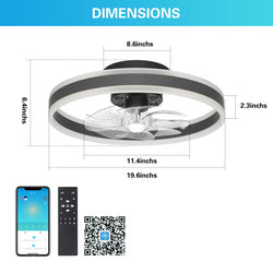 20'' Modern LED Ceiling Fan with Light and Remote Control